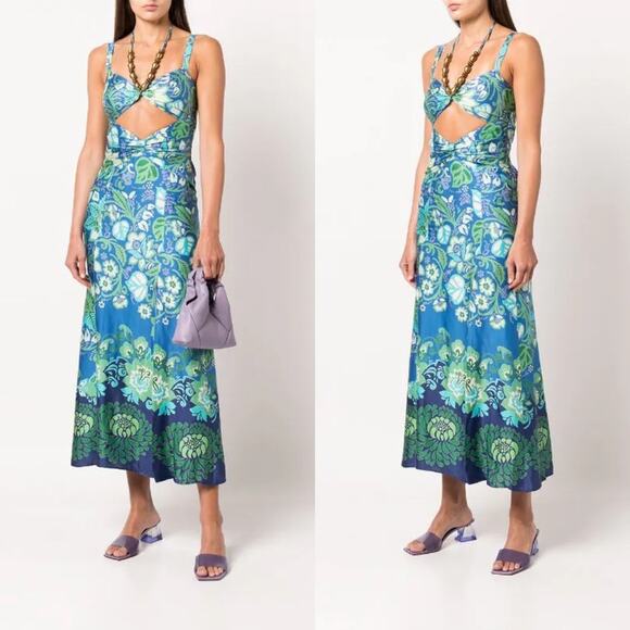 Alexis Nisa floral print midi dress in blue blossom - Picture 1 of 8